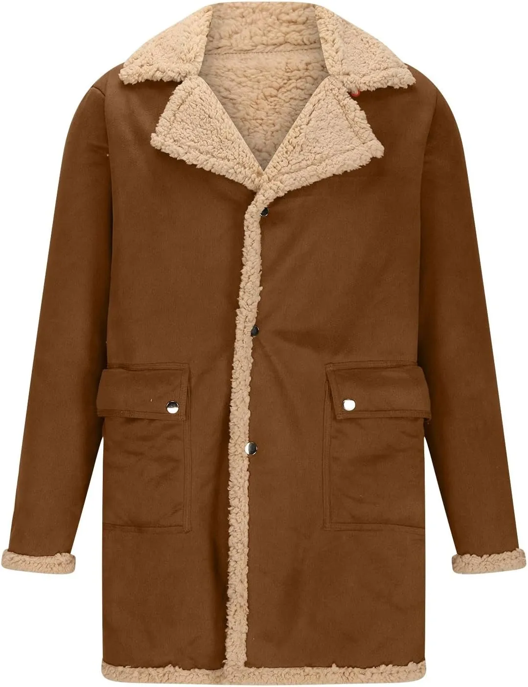 Men's Winter Jacket Fleece Lined Sherpa Jacket Warm Trucker Coat Thicken Overcoat Fashion Bomber Jacket Pea Coat