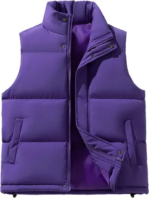 Men's Winter Lightweight Puffer Vest Big And Tall Sleeveless Down Jacket Casual Stand Collar Warm Outwear Vest Coat