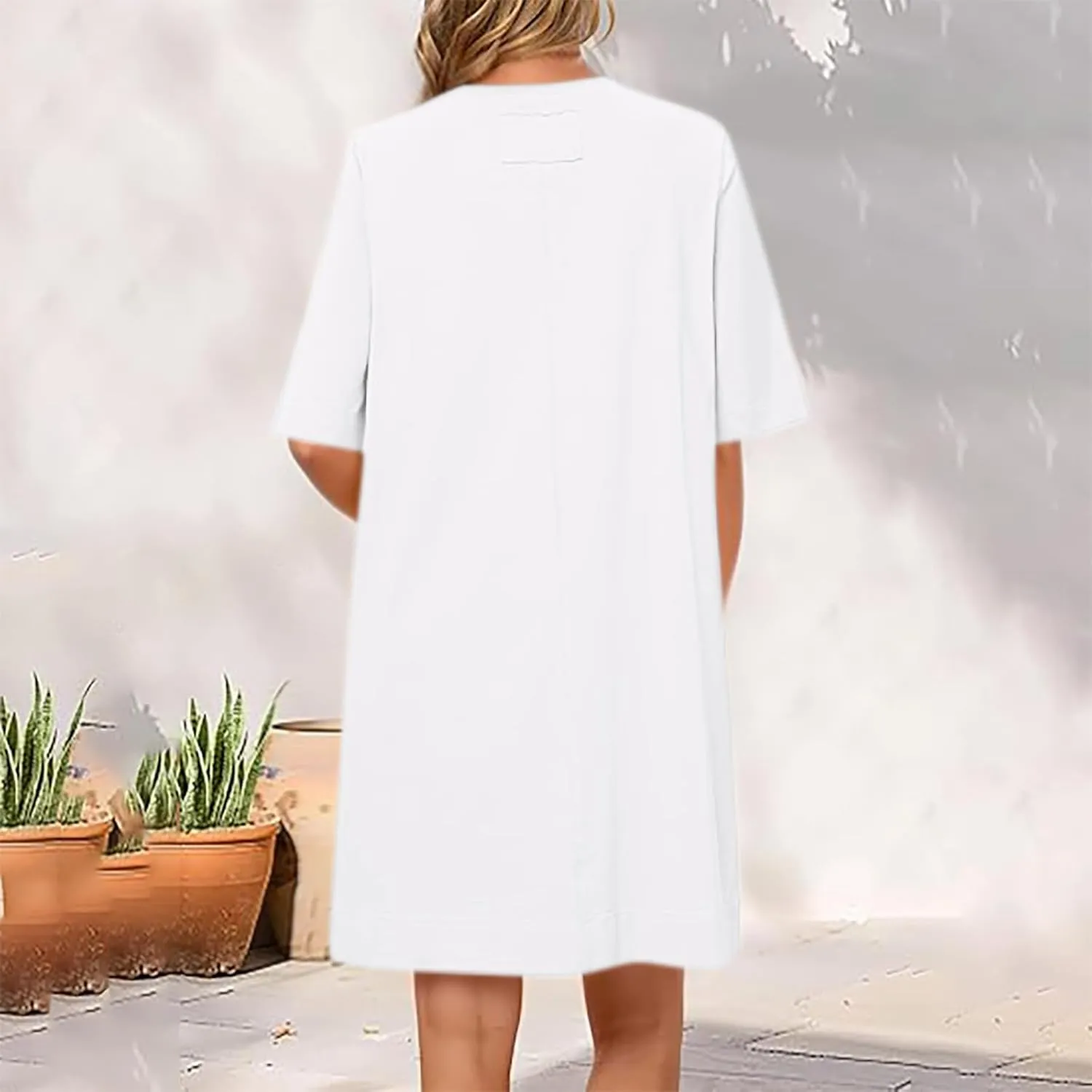 Midi Dresses for Women Elegant Short Sleeve T Shirt Dress Flowing Ruffle Beach Maxi Dresses Casual Loose Midi Dresses
