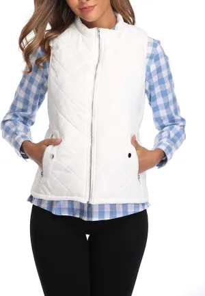 MISS MOLY Women Lightweight Quilted Padded Vest Stand Collar Zip Up Front Gilet Quilted