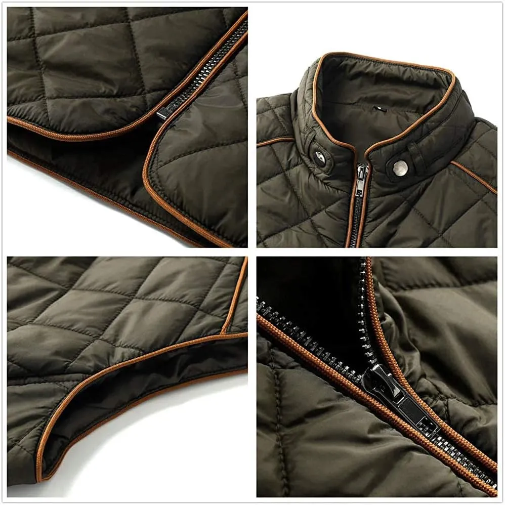 MISS MOLY Women Lightweight Quilted Padded Vest Stand Collar Zip Up Front Gilet Quilted