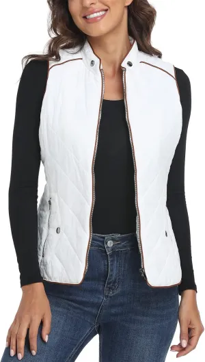 MISS MOLY Women Lightweight Quilted Padded Vest Stand Collar Zip Up Front Gilet Quilted