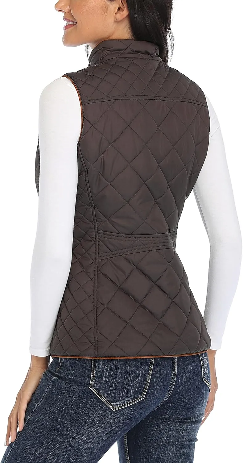 MISS MOLY Women Lightweight Quilted Padded Vest Stand Collar Zip Up Front Gilet Quilted