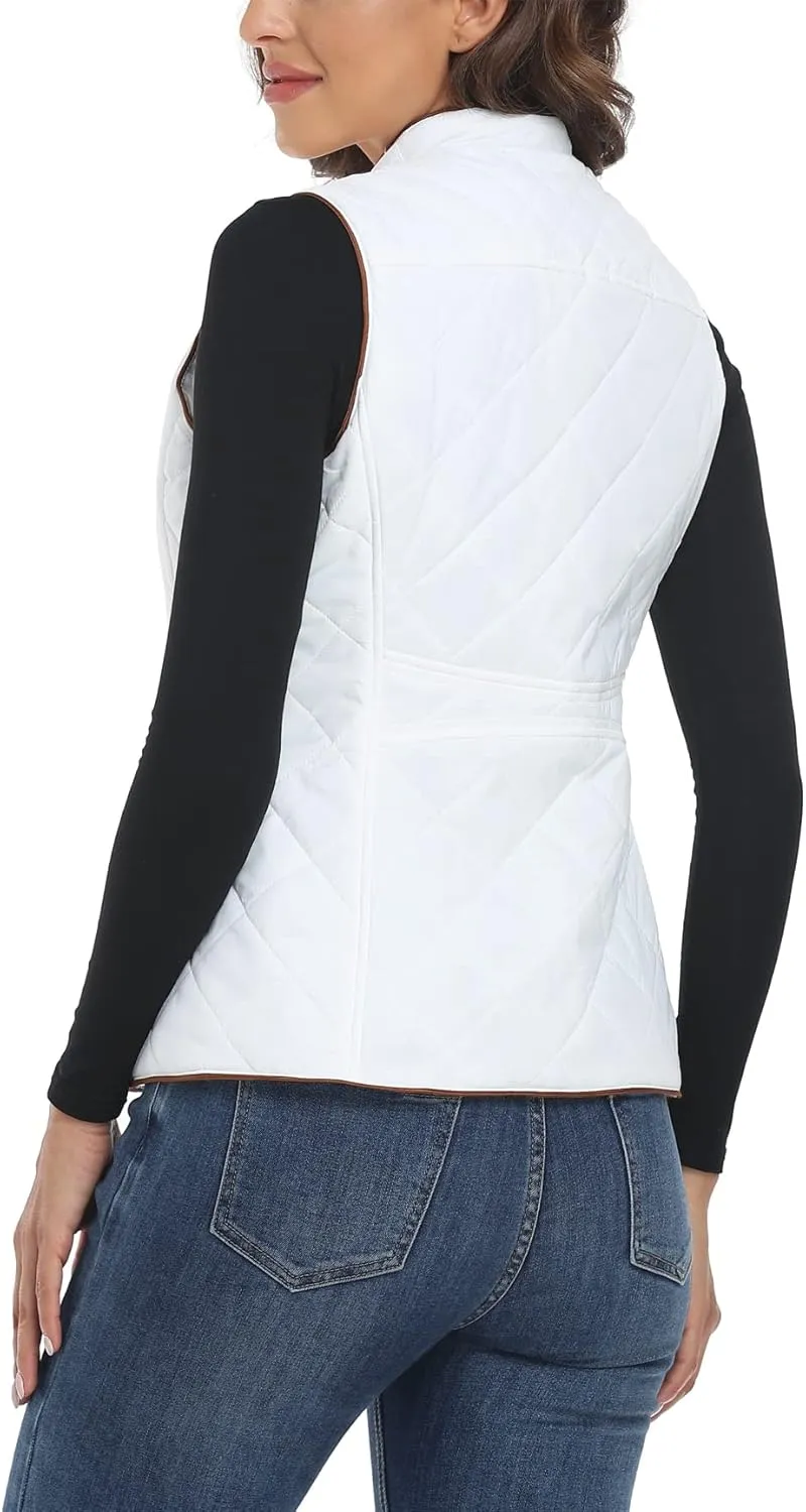 MISS MOLY Women Lightweight Quilted Padded Vest Stand Collar Zip Up Front Gilet Quilted