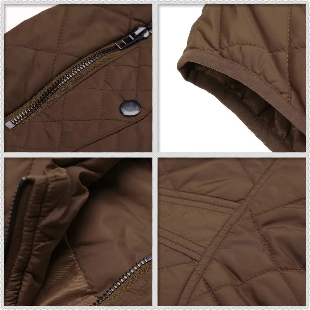 MISS MOLY Women Lightweight Quilted Padded Vest Stand Collar Zip Up Front Gilet Quilted