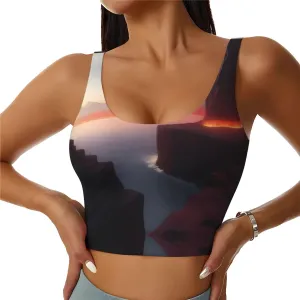 Misty Seaside Women's Sexy Sports Vest Sleeveless Athletic Gym T-Shirts Vest U-Shaped Back Quick Dry Top