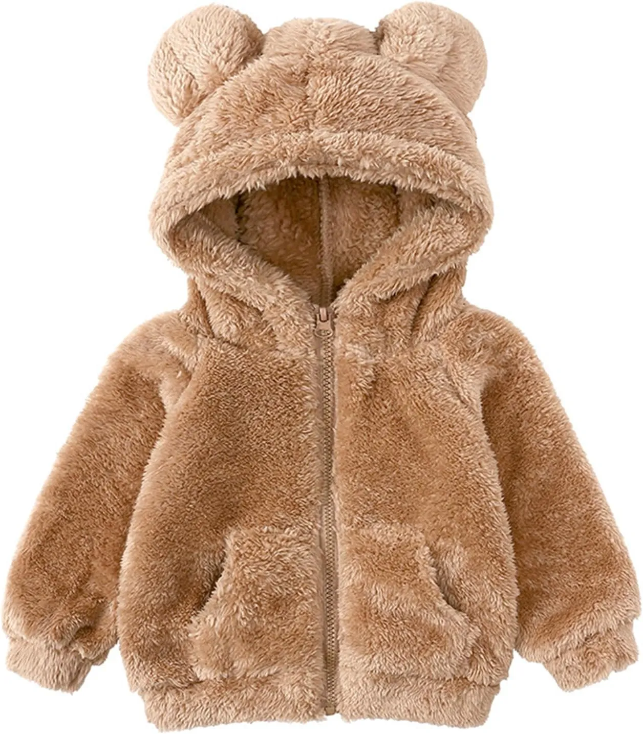 Mmoneyake Baby Toodler Fleece Hooded Jacket Cute Hoodie Cotton Coat Winter Warm Bear Ear Cute Jackets Fuzzy Shacket Outerwear