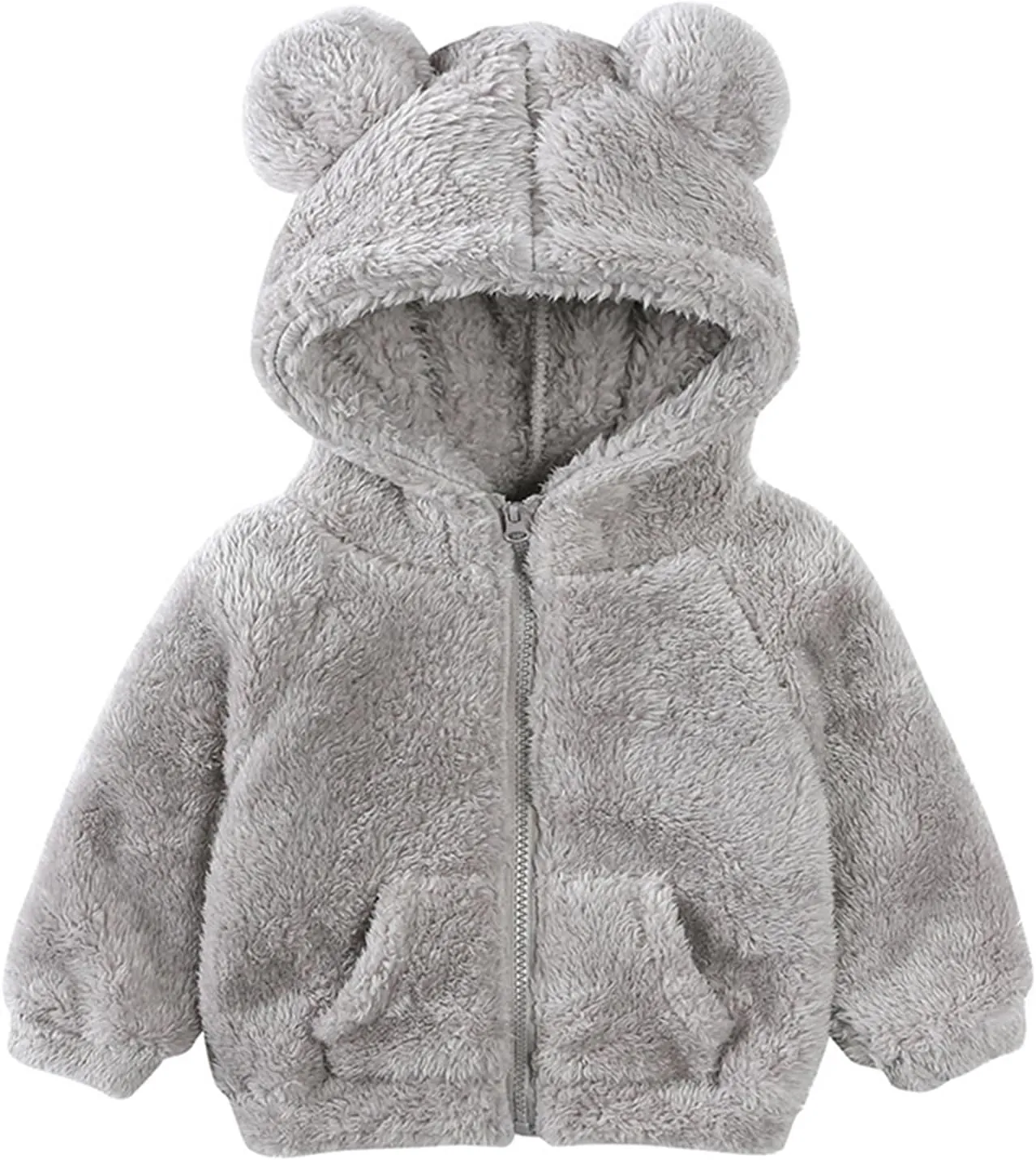 Mmoneyake Baby Toodler Fleece Hooded Jacket Cute Hoodie Cotton Coat Winter Warm Bear Ear Cute Jackets Fuzzy Shacket Outerwear