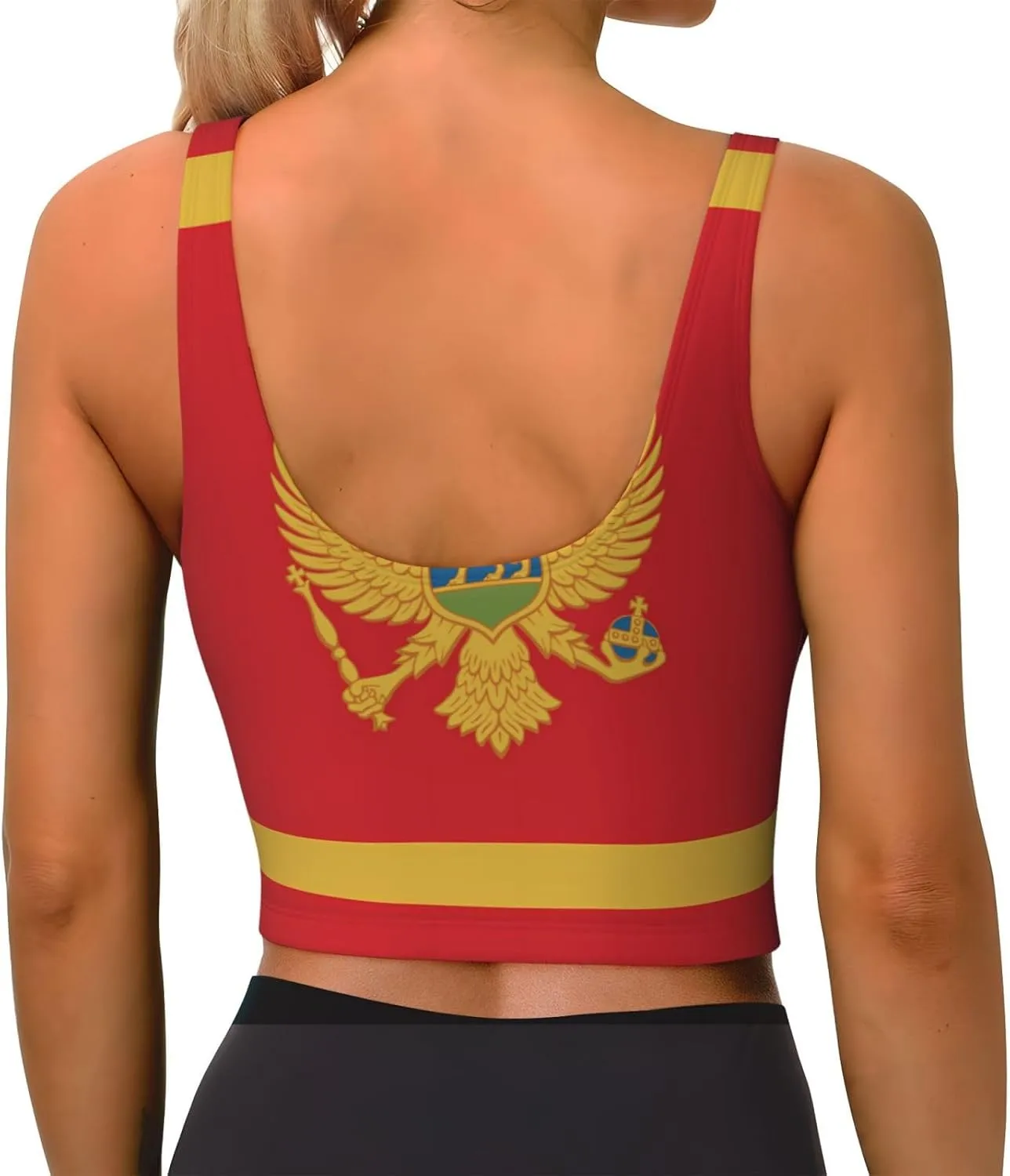 Montenegrin Flag Women's Sexy Sports Vest Sleeveless Athletic Gym T-Shirts Vest U-Shaped Back Quick Dry Top