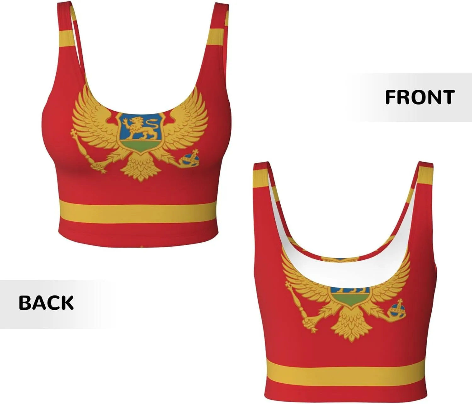 Montenegrin Flag Women's Sexy Sports Vest Sleeveless Athletic Gym T-Shirts Vest U-Shaped Back Quick Dry Top