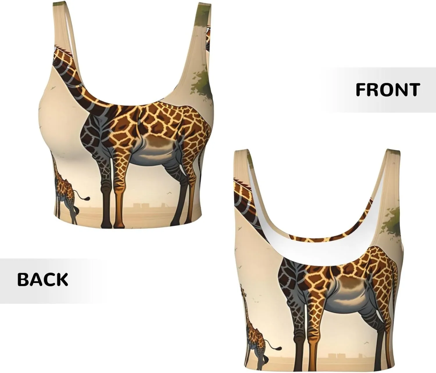 Mother And Child Giraffe Women'S Sexy Sports Vest Sleeveless Athletic Gym T-Shirts Vest U-Shaped Back Quick Dry Top