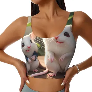 Mother and Child Rats Women's Sexy Sports Vest Sleeveless Athletic Gym T-Shirts Vest U-Shaped Back Quick Dry Top