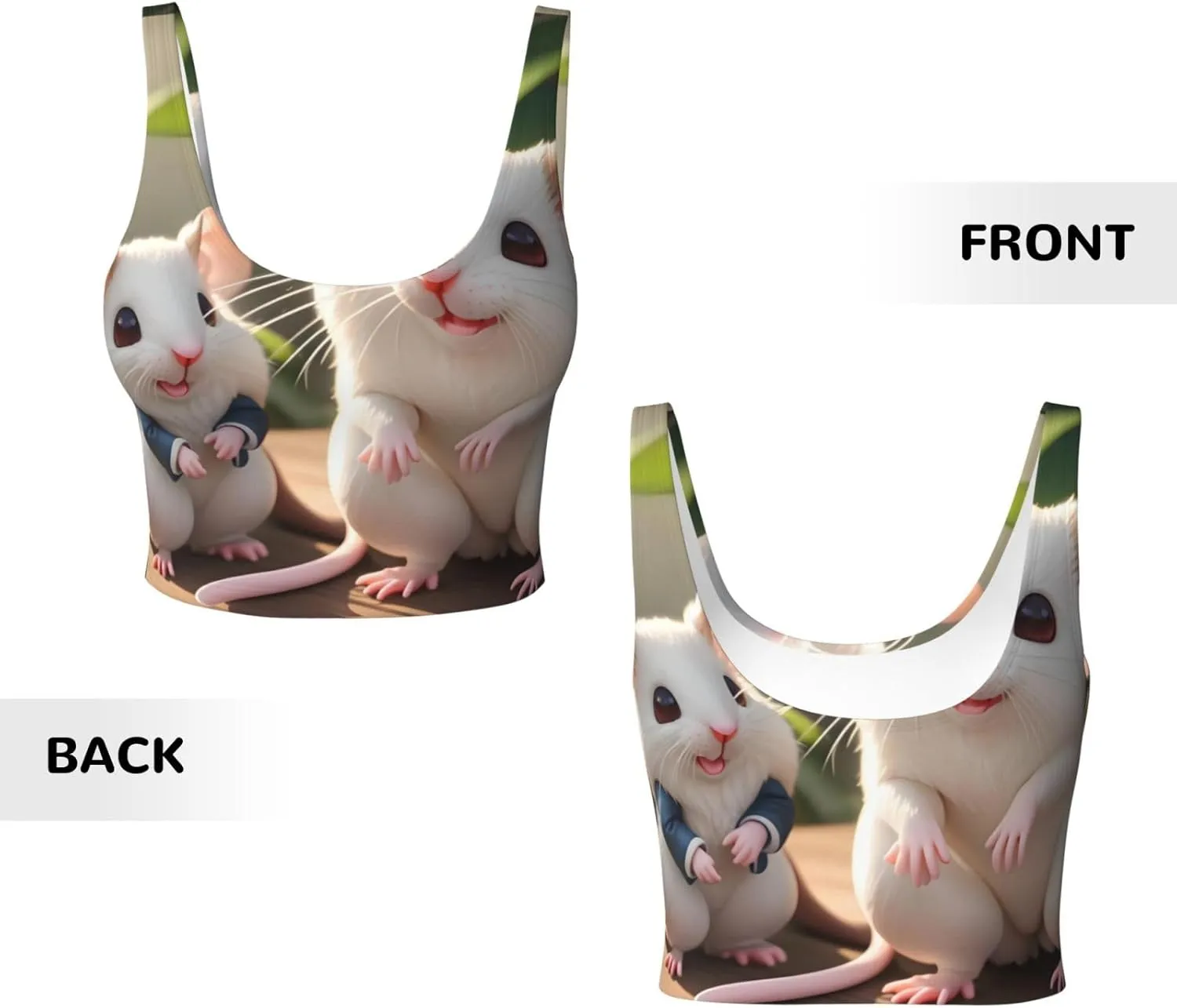 Mother and Child Rats Women's Sexy Sports Vest Sleeveless Athletic Gym T-Shirts Vest U-Shaped Back Quick Dry Top