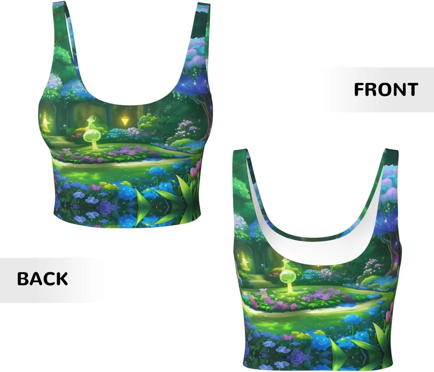 Mysterious Plants Women's Sexy Sports Vest Sleeveless Athletic Gym T-Shirts Vest U-Shaped Back Quick Dry Top