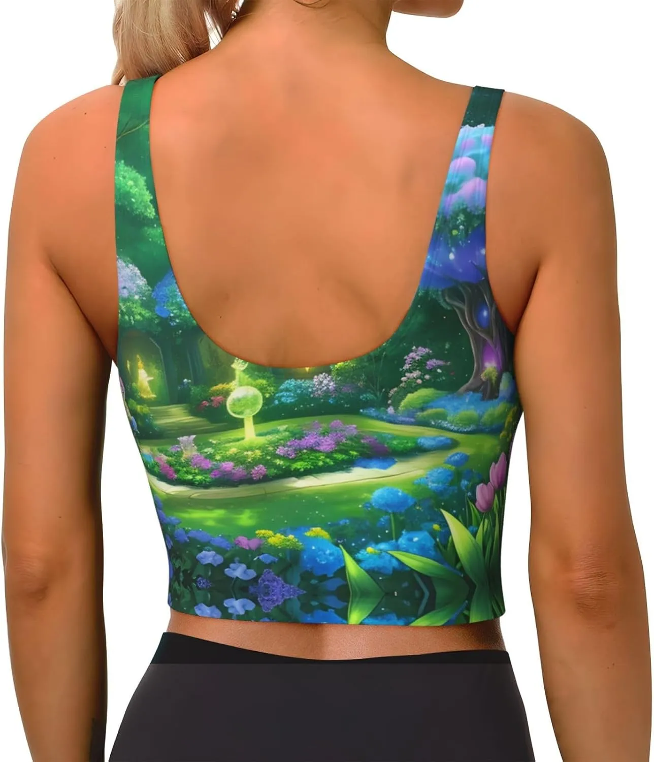 Mysterious Plants Women's Sexy Sports Vest Sleeveless Athletic Gym T-Shirts Vest U-Shaped Back Quick Dry Top