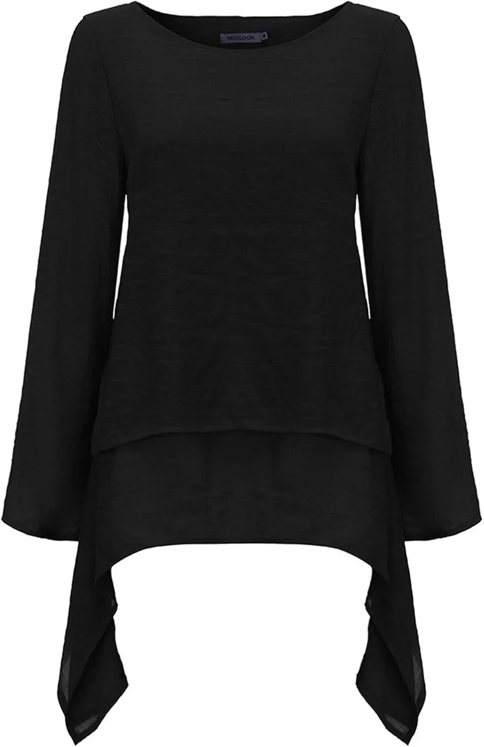 Mzkdieey Oversized Cotton Linen Shirts for Women High Low Hem Asymmetrical Tops Summer Casual Crewneck Long Sleeve Blouse