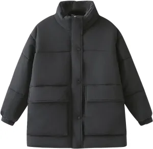 NATHGAM Women's Winter Down Coat Casual Thicken Warm Puffer Parka Jackets Outerwear Comfy Long Sleeve Ski Quilted Outerwear
