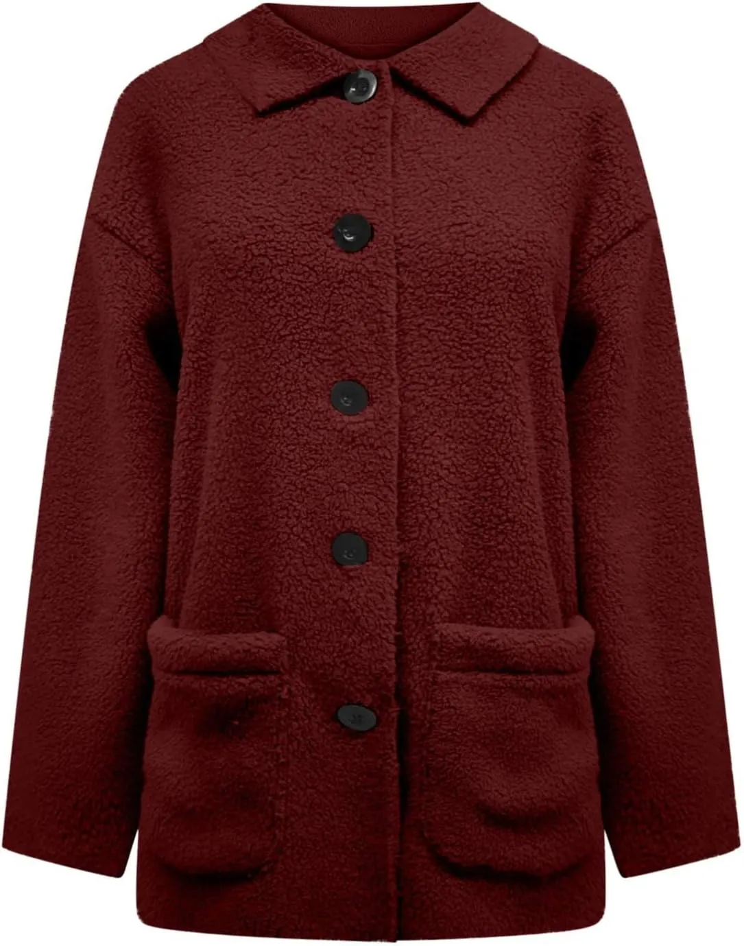 NBXNZWF Women's Winter Coats Long Sleeve Lapel Button Down Fleece Jacket Casual Trendy Fuzzy Warm Outerwear with Pockets