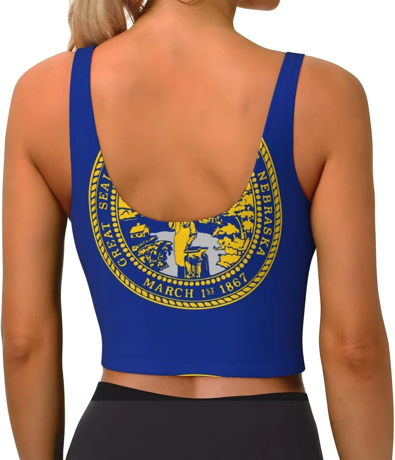Nebraska Flag Women's Sexy Sports Vest Sleeveless Athletic Gym T-Shirts Vest U-Shaped Back Quick Dry Top