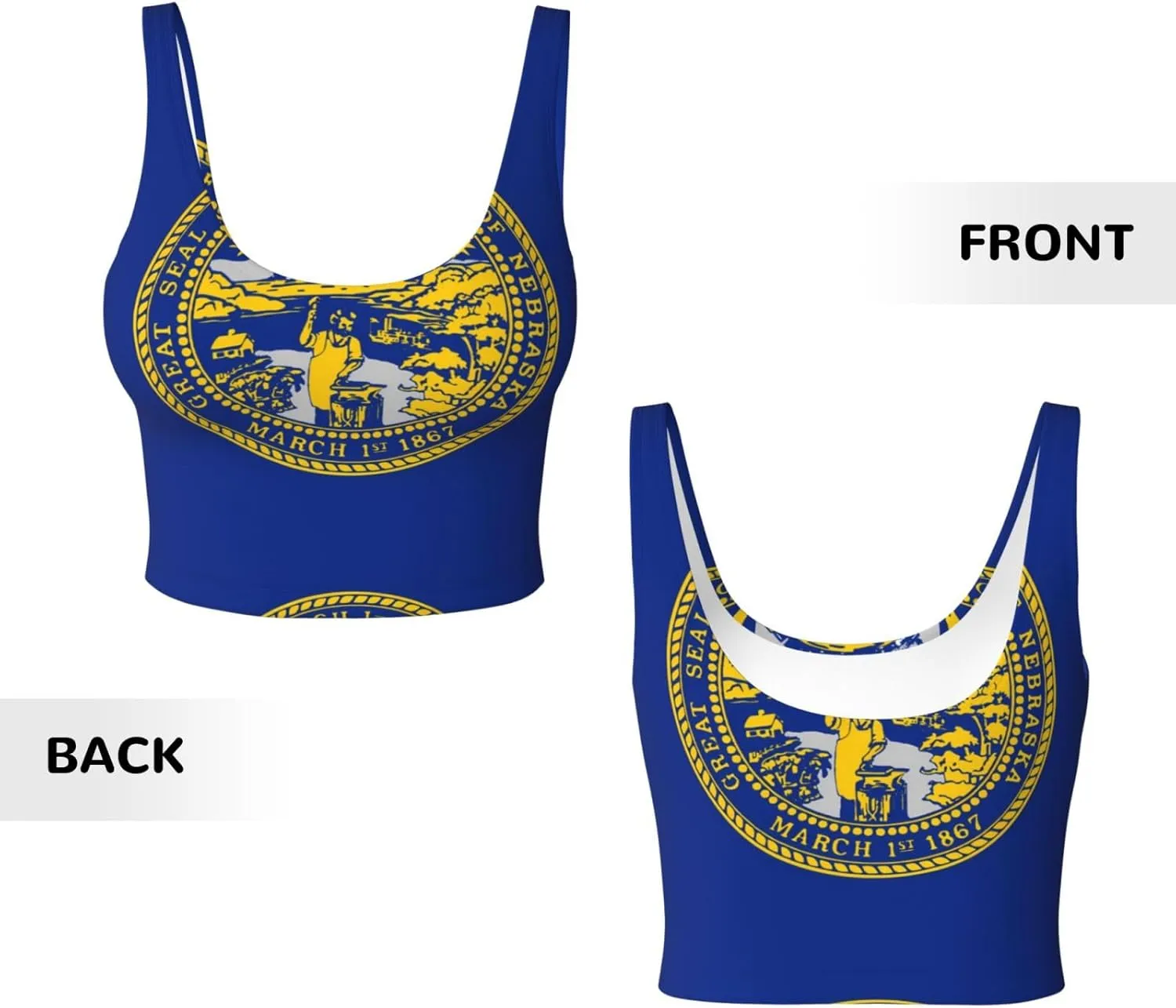 Nebraska Flag Women's Sexy Sports Vest Sleeveless Athletic Gym T-Shirts Vest U-Shaped Back Quick Dry Top