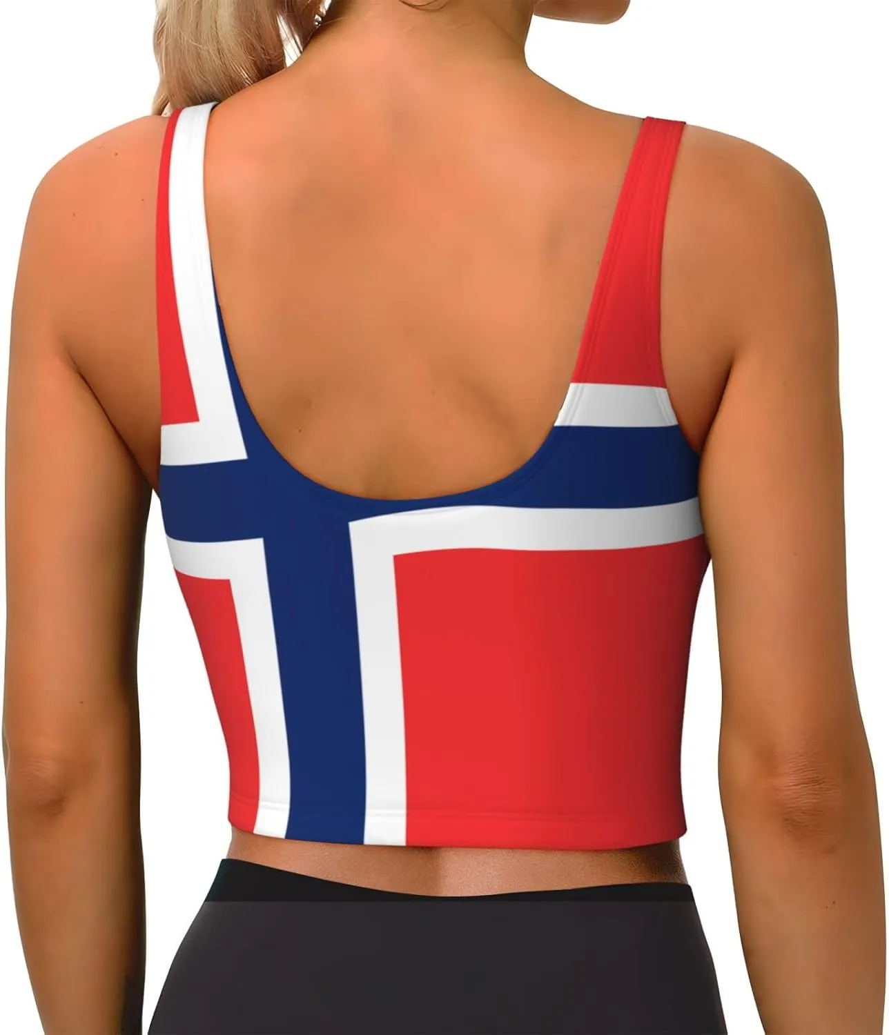 Norwegian Flag Women's Sexy Sports Vest Sleeveless Athletic Gym T-Shirts Vest U-Shaped Back Quick Dry Top