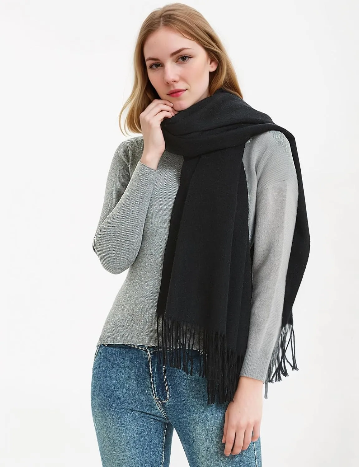 Novawo Wool Shawl Large Thick Pashmina Travel Blanket Scarf Winter Wraps for Women