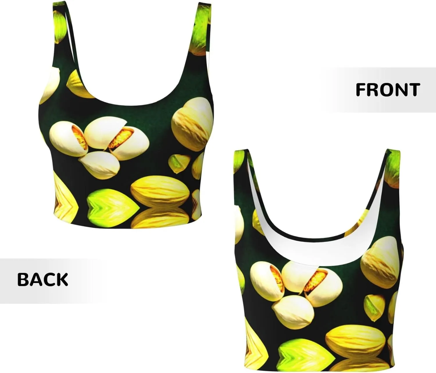 Nutty Pistachio Women's Sexy Sports Vest Sleeveless Athletic Gym T-Shirts Vest U-Shaped Back Quick Dry Top