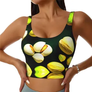 Nutty Pistachio Women's Sexy Sports Vest Sleeveless Athletic Gym T-Shirts Vest U-Shaped Back Quick Dry Top