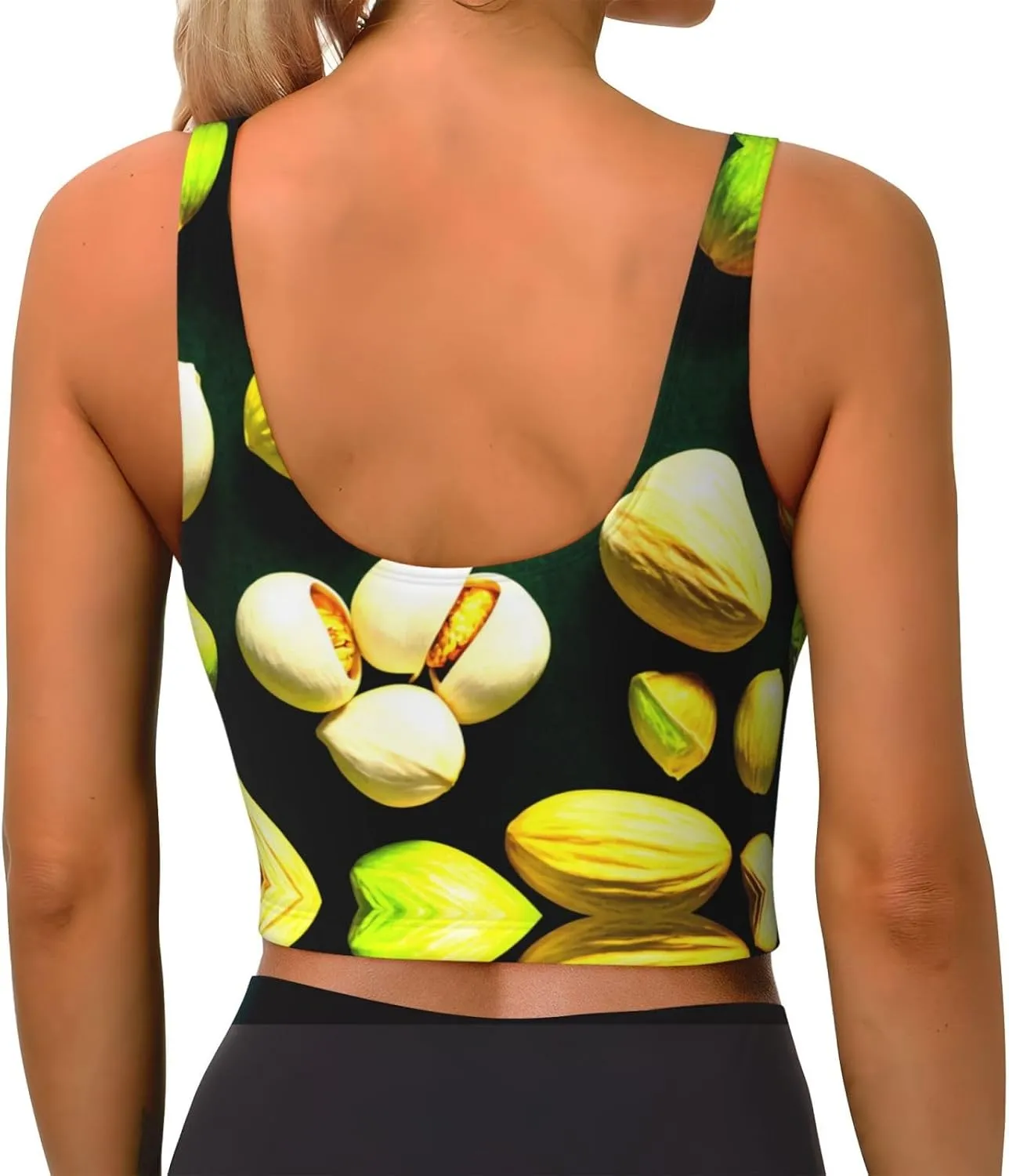 Nutty Pistachio Women's Sexy Sports Vest Sleeveless Athletic Gym T-Shirts Vest U-Shaped Back Quick Dry Top