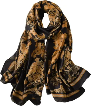 NUWEERIR Womens 100% Large Mulberry Silk Scarf Long Satin Scarf Fashion Lightweight Wraps