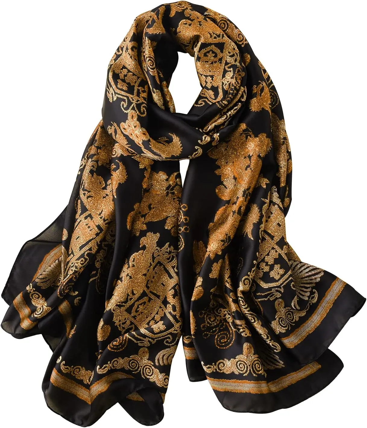 NUWEERIR Womens 100% Large Mulberry Silk Scarf Long Satin Scarf Fashion Lightweight Wraps