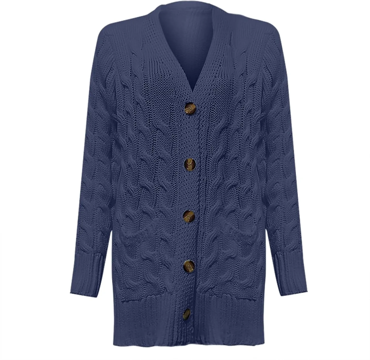 Open Front Cardigan Sweaters for Women Fall Long Sleeve Button Down Cable Knit Chunky Sweater Outwear Coats