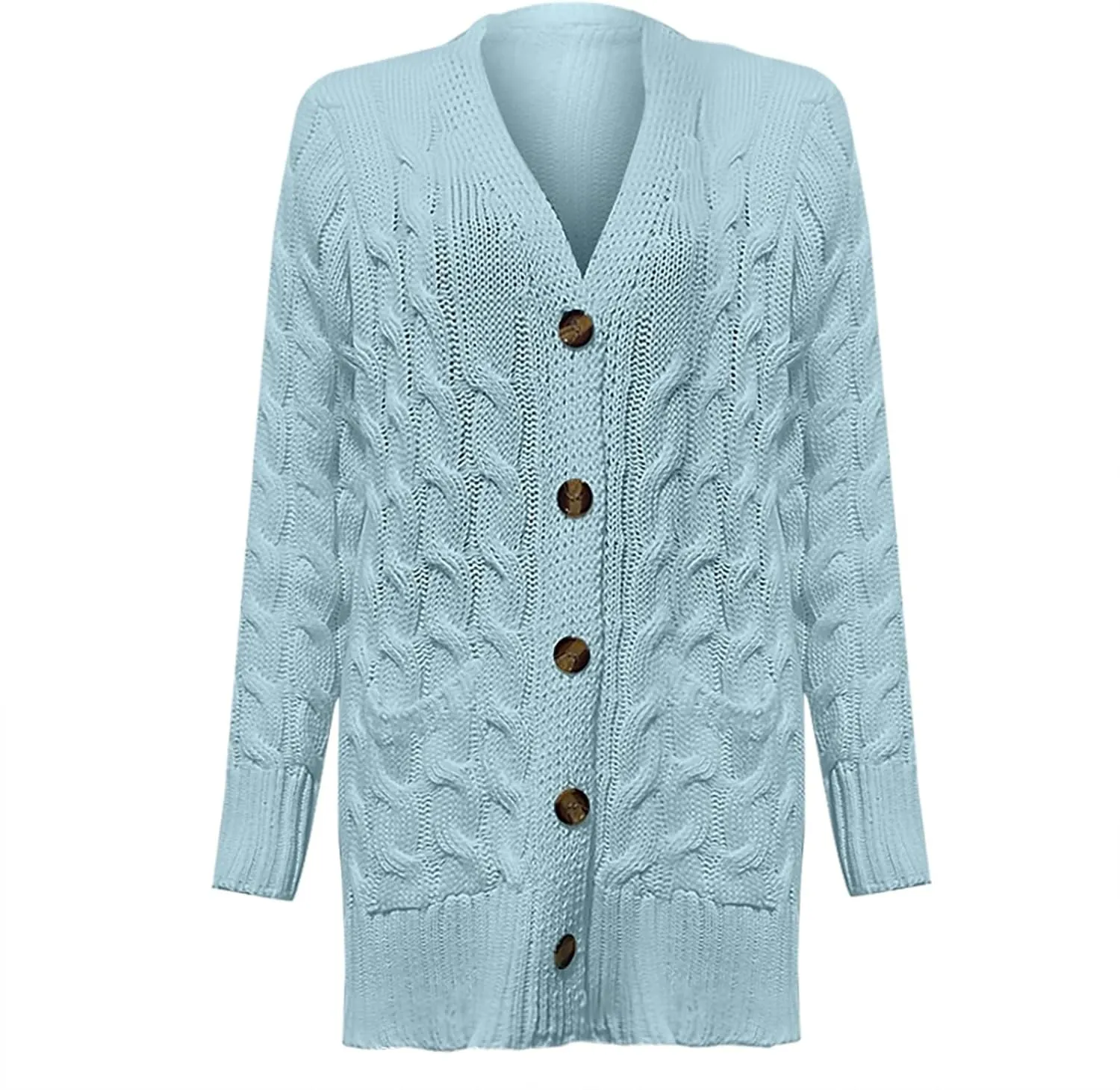 Open Front Cardigan Sweaters for Women Fall Long Sleeve Button Down Cable Knit Chunky Sweater Outwear Coats