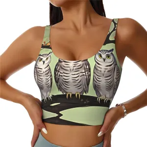 Owl On A Branch Women's Sexy Sports Vest Sleeveless Athletic Gym T-Shirts Vest U-Shaped Back Quick Dry Top