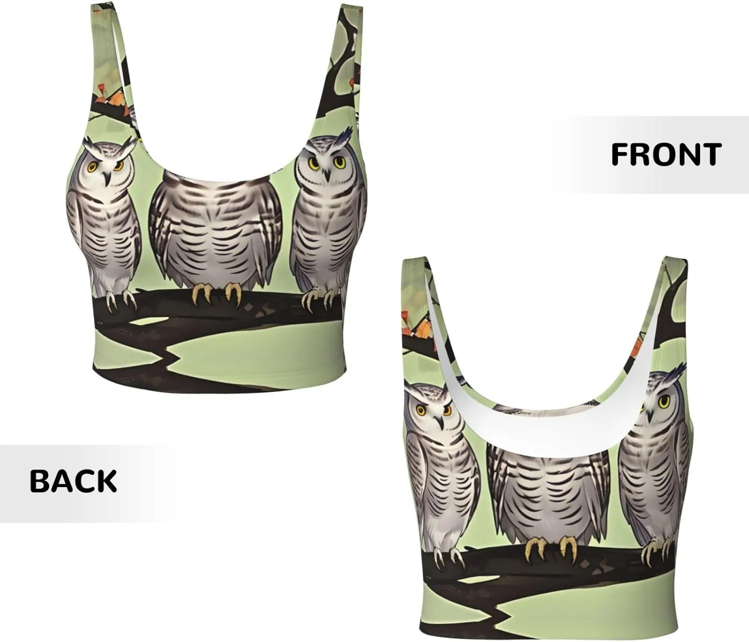 Owl On A Branch Women's Sexy Sports Vest Sleeveless Athletic Gym T-Shirts Vest U-Shaped Back Quick Dry Top