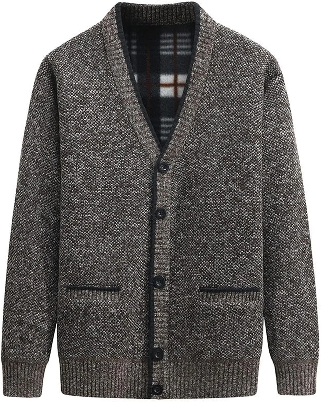 PEHMEA Men's Knitted Cardigan Sweaters Thick Warm V Neck Button Down Sweaters