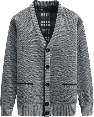 PEHMEA Men's Knitted Cardigan Sweaters Thick Warm V Neck Button Down Sweaters