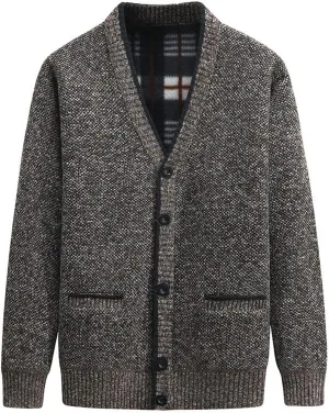PEHMEA Men's Knitted Cardigan Sweaters Thick Warm V Neck Button Down Sweaters