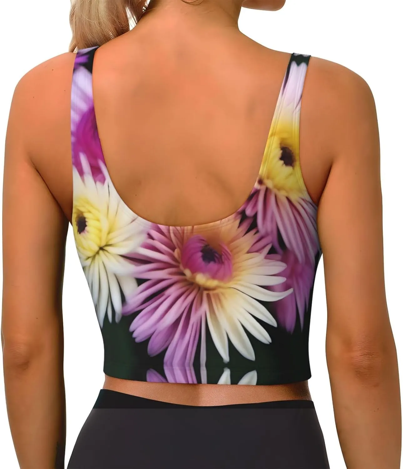 Persian Chrysanthemu Women's Sexy Sports Vest Sleeveless Athletic Gym T-Shirts Vest U-Shaped Back Quick Dry Top