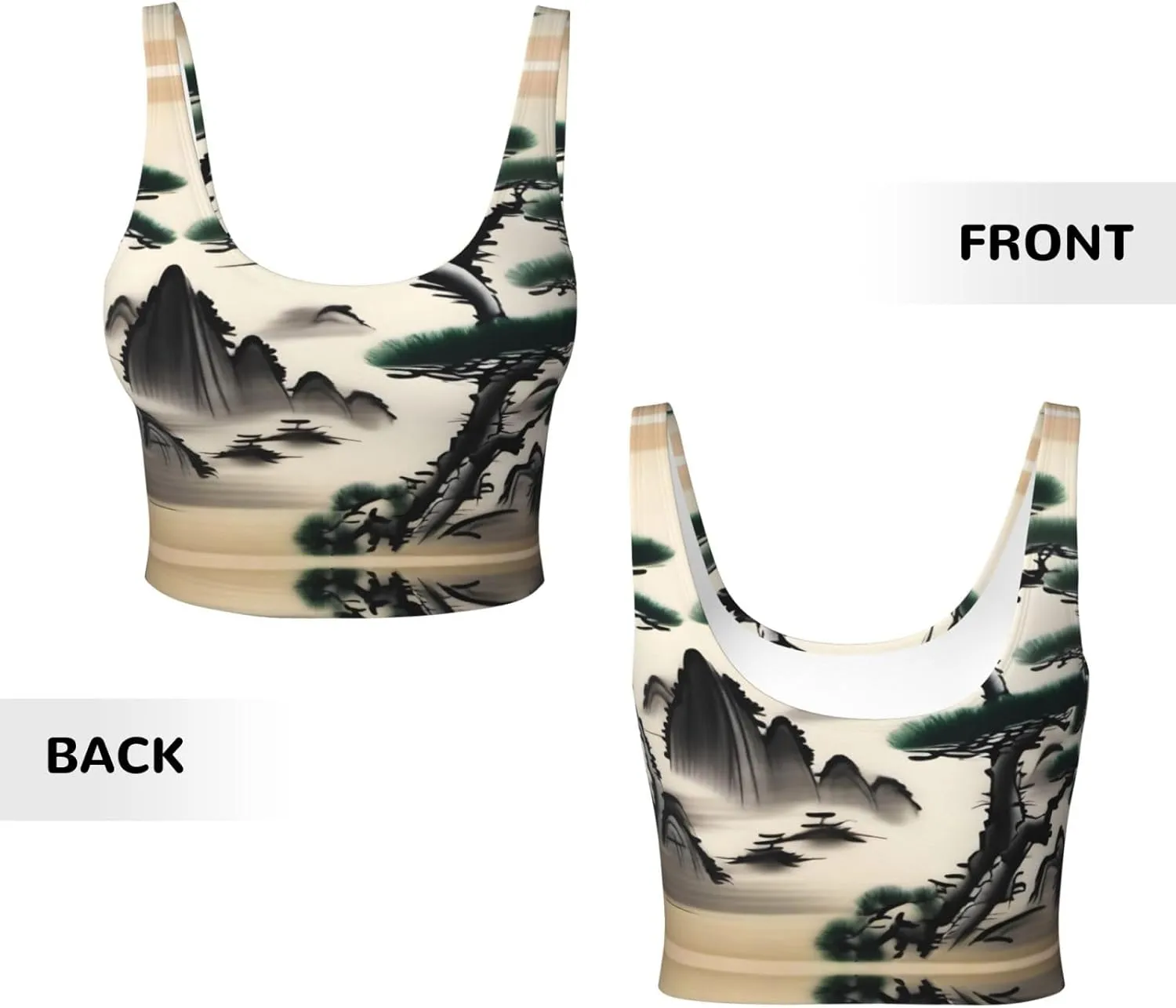 Pine Tree Women's Sexy Sports Vest Sleeveless Athletic Gym T-Shirts Vest U-Shaped Back Quick Dry Top