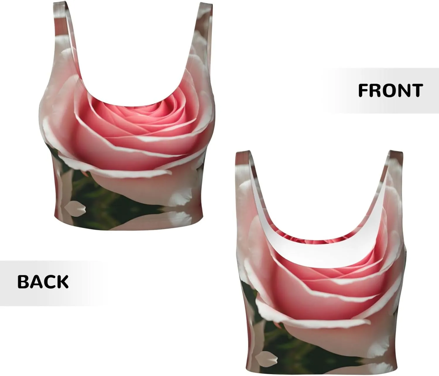 Pink Roses Women's Sexy Sports Vest Sleeveless Athletic Gym T-Shirts Vest U-Shaped Back Quick Dry Top