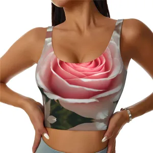 Pink Roses Women's Sexy Sports Vest Sleeveless Athletic Gym T-Shirts Vest U-Shaped Back Quick Dry Top