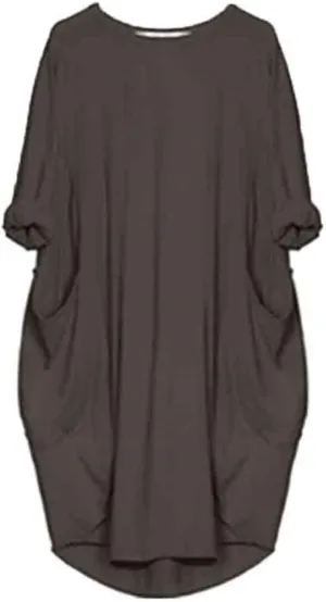 Plus Size Dresses for Curvy Women Casual Loose Dress Roll Up Midi Dress Oversize Baggy Tshirt Dersses with Pockets