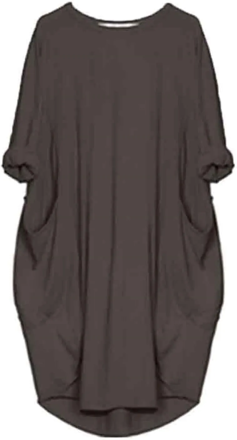 Plus Size Dresses for Curvy Women Casual Loose Dress Roll Up Midi Dress Oversize Baggy Tshirt Dersses with Pockets