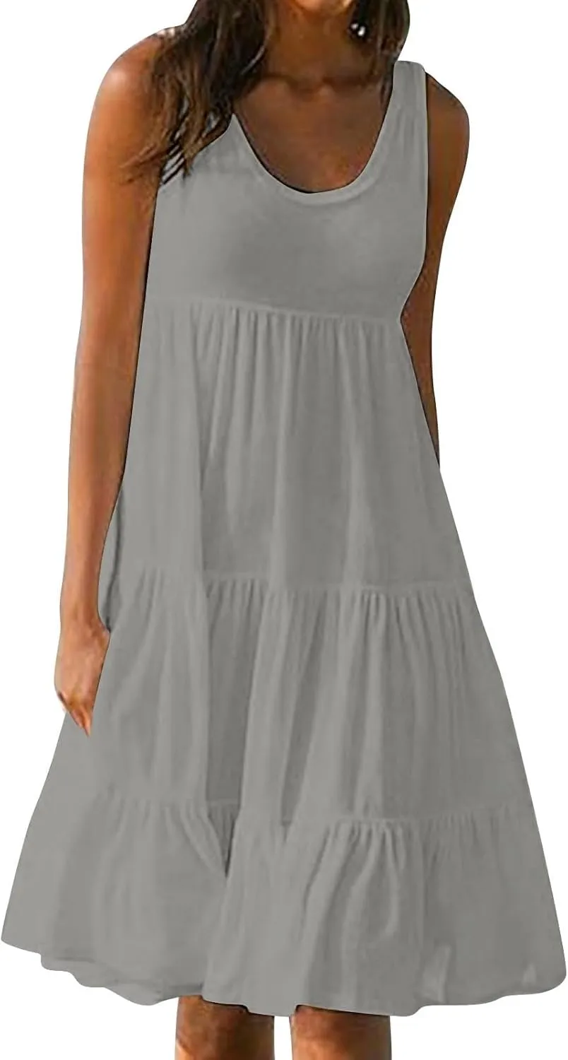 Plus Size Dresses for Women Casual Sleeveless Tank Maxi Dress Flowy Beach Travel Vacation Outfits for Hawaii