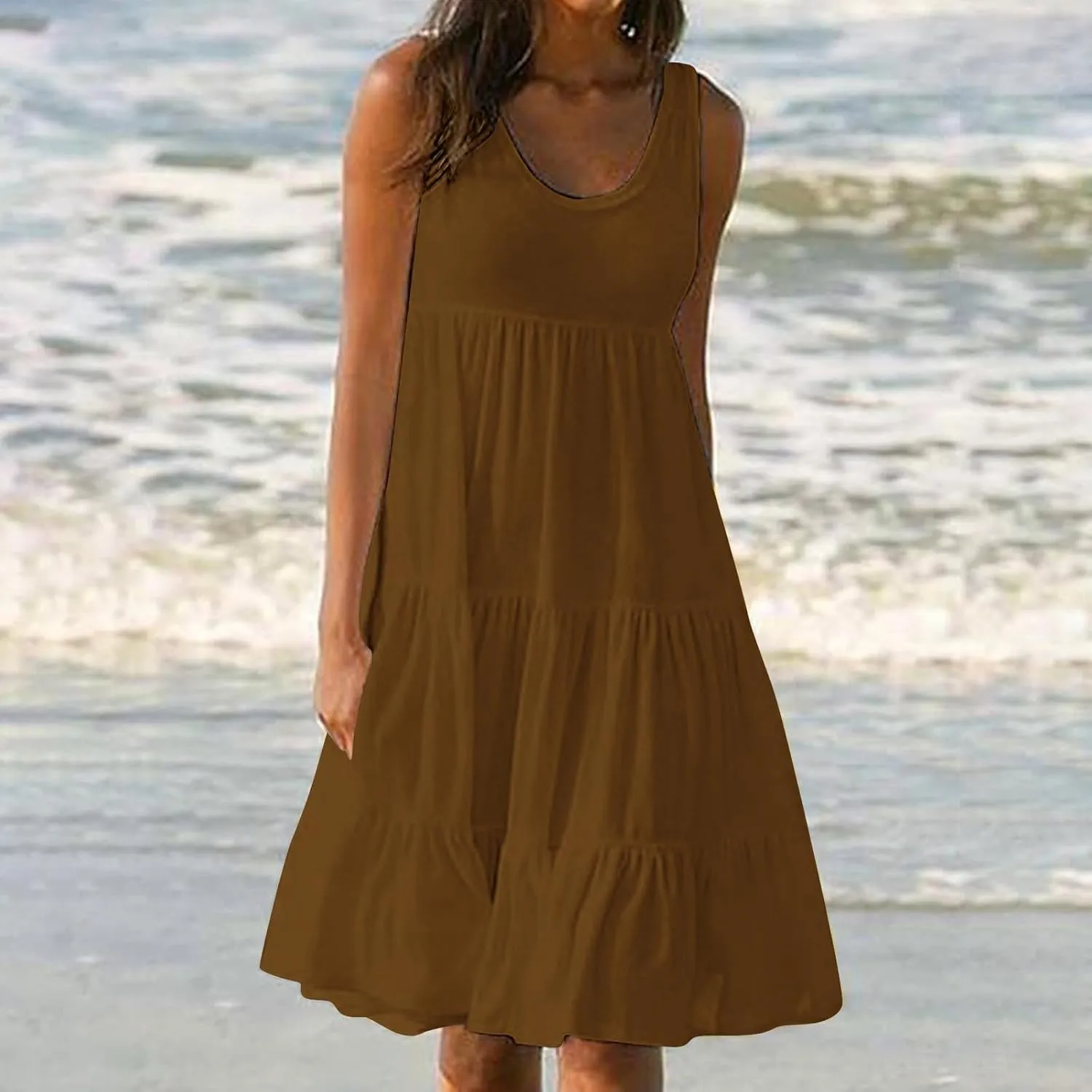Plus Size Dresses for Women Casual Sleeveless Tank Maxi Dress Flowy Beach Travel Vacation Outfits for Hawaii