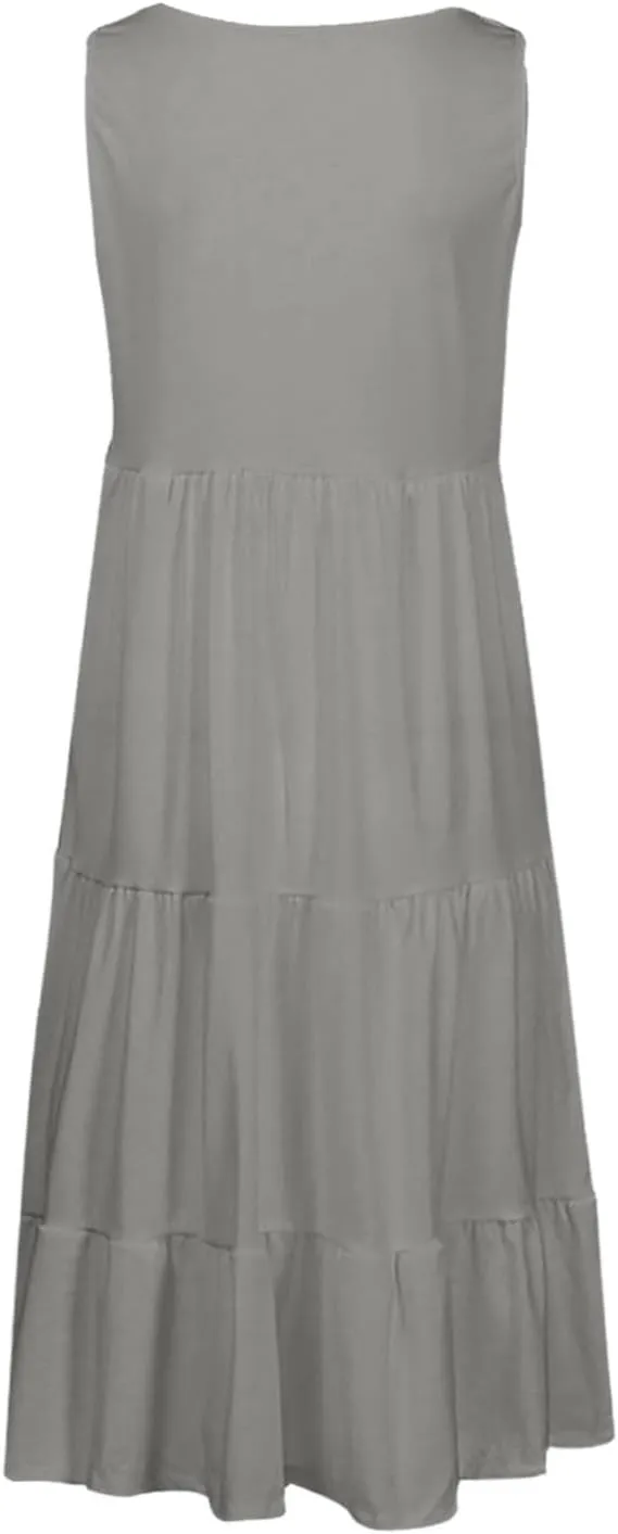 Plus Size Dresses for Women Casual Sleeveless Tank Maxi Dress Flowy Beach Travel Vacation Outfits for Hawaii
