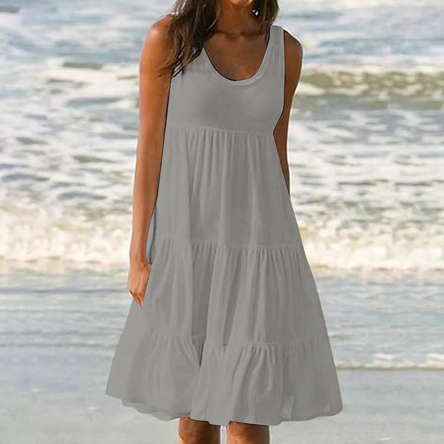 Plus Size Dresses for Women Casual Sleeveless Tank Maxi Dress Flowy Beach Travel Vacation Outfits for Hawaii