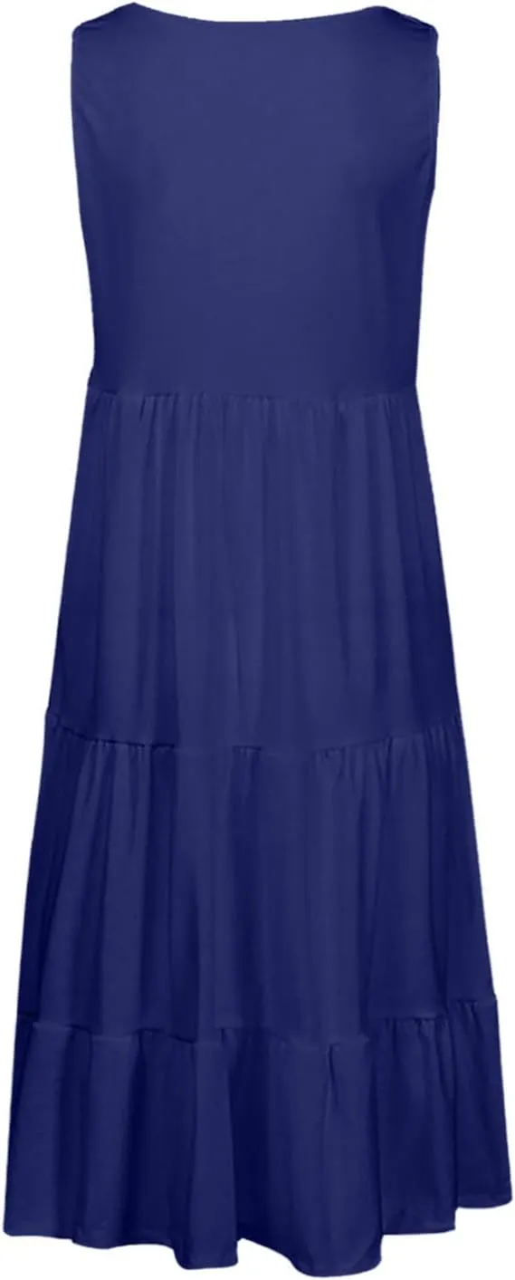 Plus Size Dresses for Women Casual Sleeveless Tank Maxi Dress Flowy Beach Travel Vacation Outfits for Hawaii