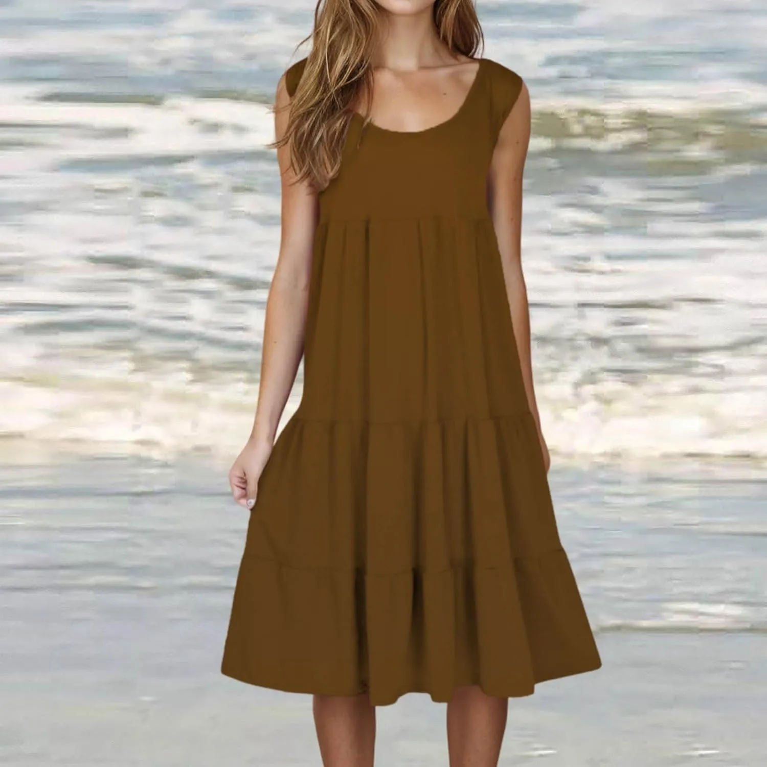 Plus Size Dresses for Women Casual Sleeveless Tank Maxi Dress Flowy Beach Travel Vacation Outfits for Hawaii